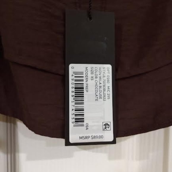 Gianni Bini Mila Drapey Viscose Square Neck Long Sleeve Woven Blouse Size xs - Picture 5 of 6